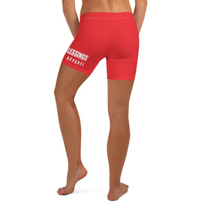 Lady in Red Biker Shorts