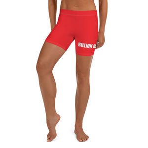 Lady in Red Biker Shorts